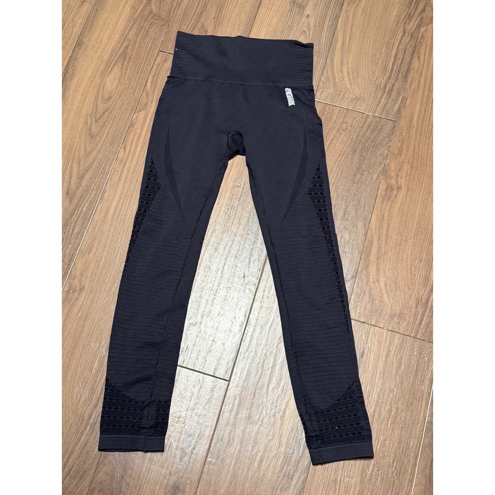 Gymshark Energy+ Seamless Leggings Black High Waisted Eyelet Mesh Workout Pants